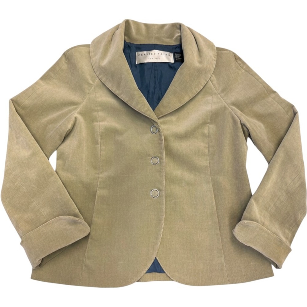 Charles Nolan New York Tan Corduroy Blazer Jacket Size 10 Shawl Collar Raglan